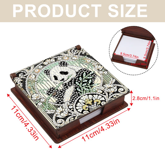 Wooden DIY Panda Diamond Painting Kit Note Box with 160 Papers for Office Desk