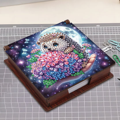 Wooden DIY Hedgehog Hydrangea Bouquet Diamond Painting Kit Note Box for Office