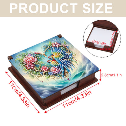 Wooden DIY Flower Parrot Diamond Painting Kit Note Box with 160 Papers Gifts