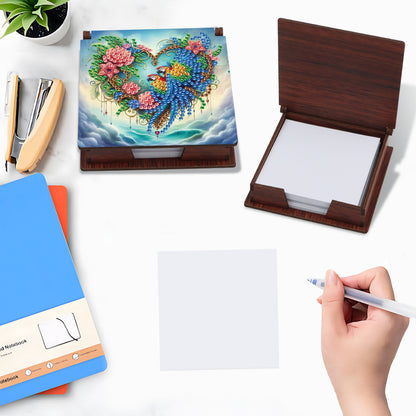 Wooden DIY Flower Parrot Diamond Painting Kit Note Box with 160 Papers Gifts