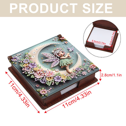 Wooden DIY Moon Fairy Diamond Painting Kit Note Box with 160 Papers for Office
