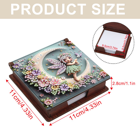 Wooden DIY Moon Fairy Diamond Painting Kit Note Box with 160 Papers for Office