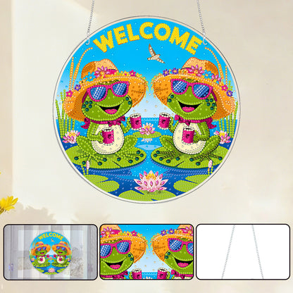 Frog 2D Flat DIY Acrylic Diamond Painting Pendants Crafts for Home Wall Decor