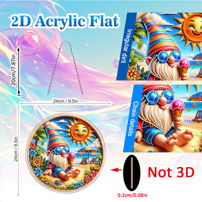 Summer 2D Flat DIY Acrylic Diamond Painting Pendants Crafts for Home Wall Decor