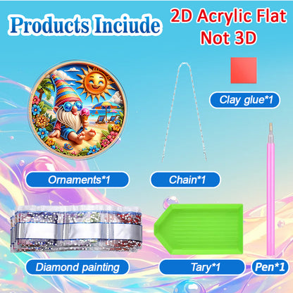 Summer 2D Flat DIY Acrylic Diamond Painting Pendants Crafts for Home Wall Decor