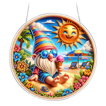 Summer 2D Flat DIY Acrylic Diamond Painting Pendants Crafts for Home Wall Decor