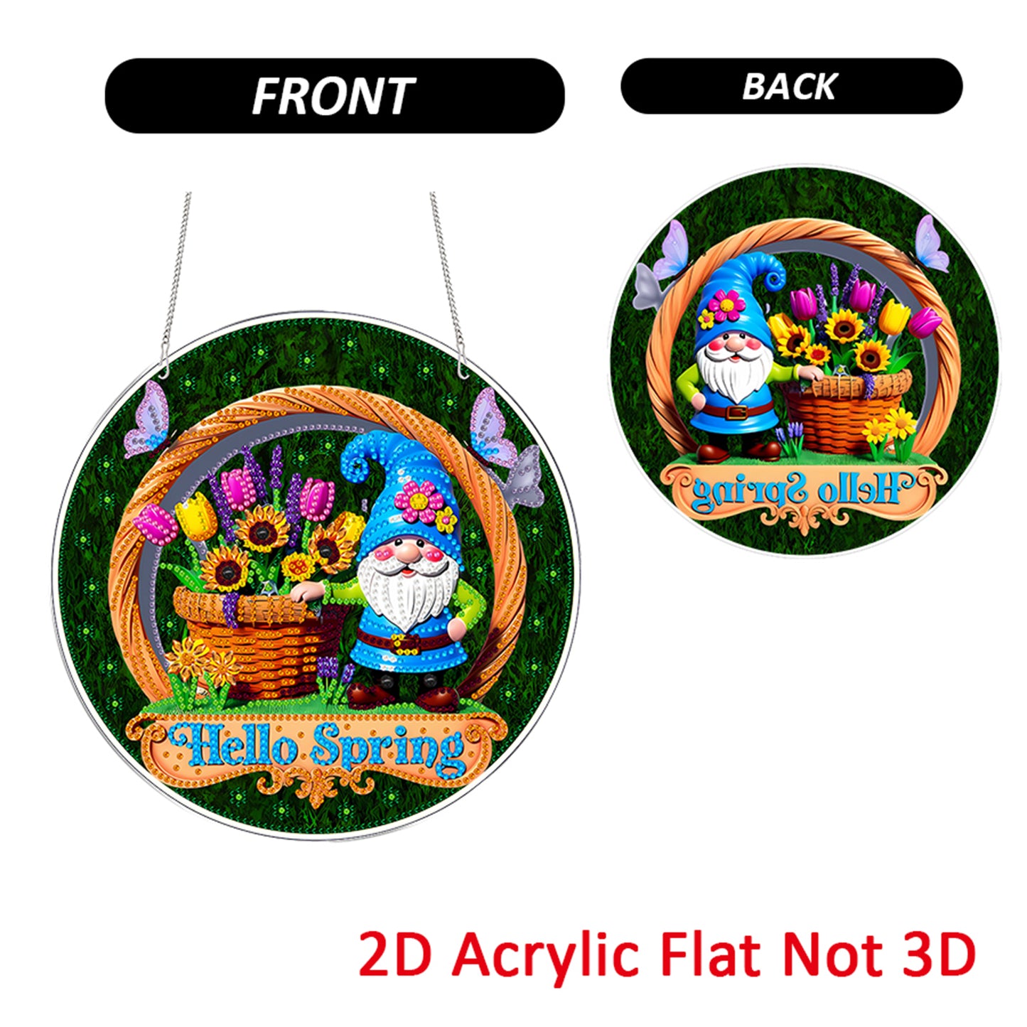 Spring 2D Flat DIY Acrylic Diamond Painting Pendants Crafts for Home Wall Decor