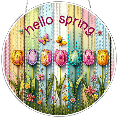 Tulips 2D Flat DIY Acrylic Diamond Painting Pendants Crafts for Home Wall Decor