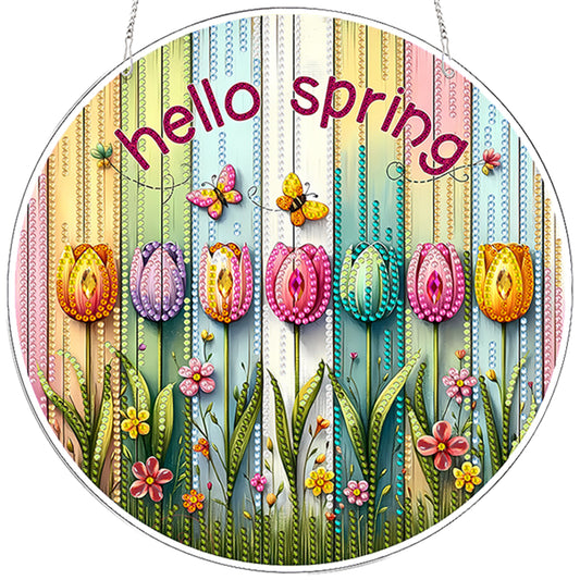 Tulips 2D Flat DIY Acrylic Diamond Painting Pendants Crafts for Home Wall Decor