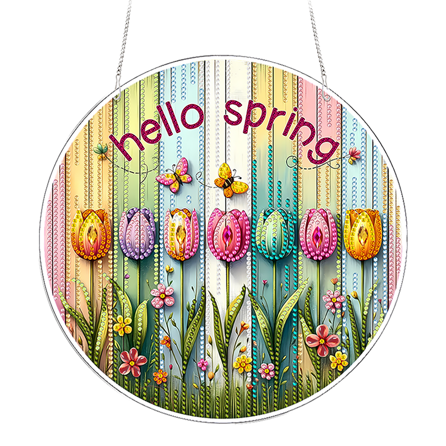 Tulips 2D Flat DIY Acrylic Diamond Painting Pendants Crafts for Home Wall Decor