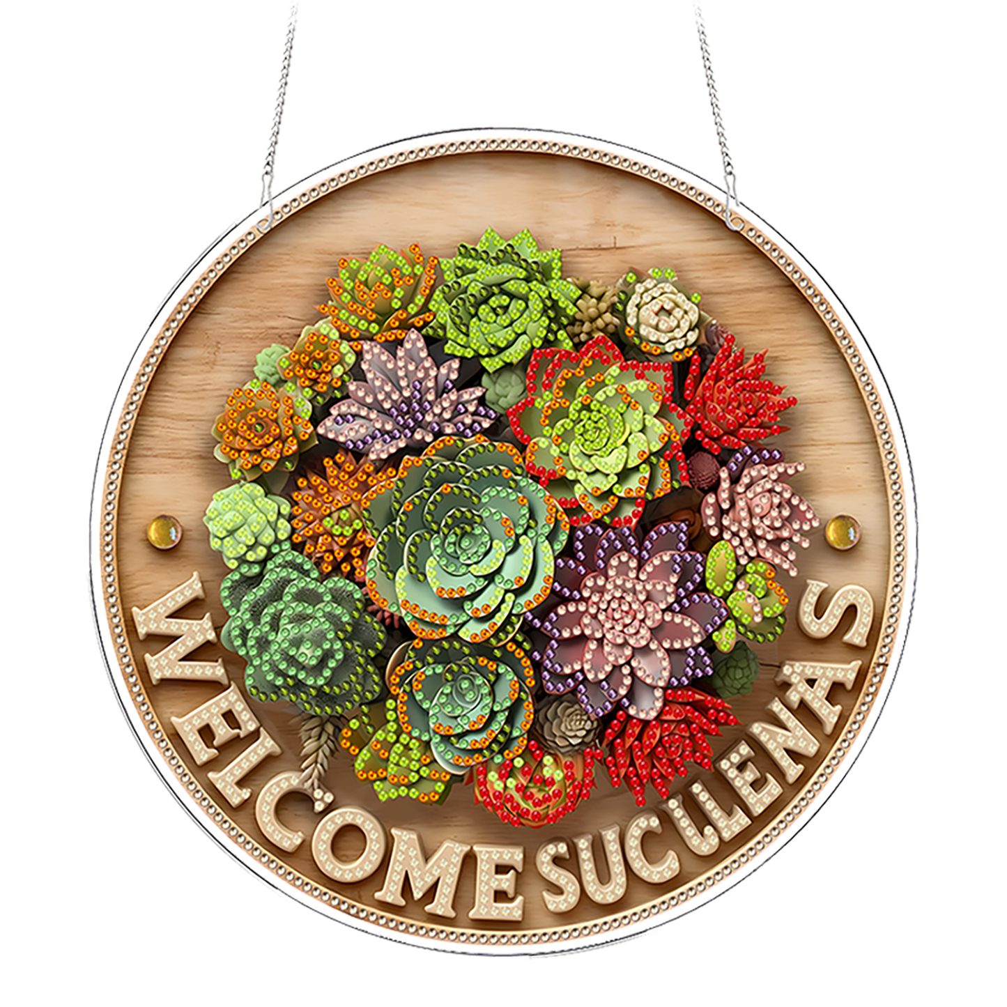 Plants 2D Flat DIY Acrylic Diamond Painting Pendants Crafts for Home Wall Decor