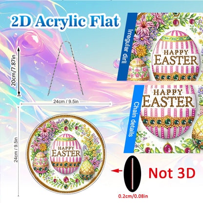 Easter 2D Flat DIY Acrylic Diamond Painting Pendants Crafts for Home Wall Decor