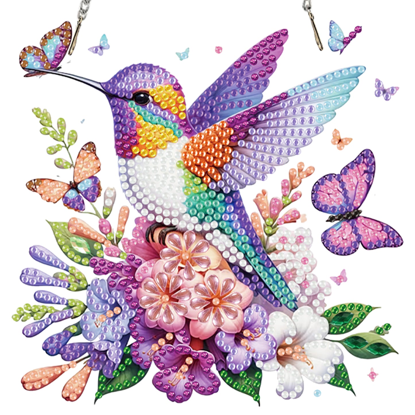 4Pcs Bird 2D Flat DIY Diamond Art Pendant Acrylic Hanging Charm Window Decor