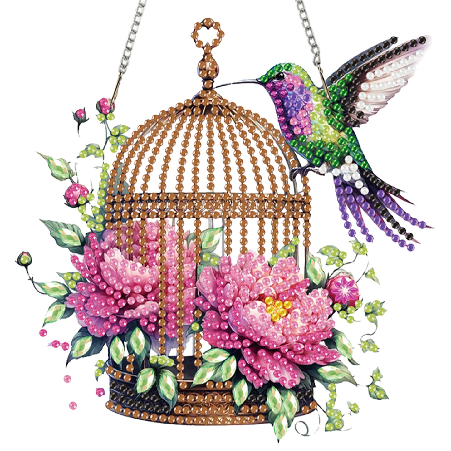 4Pcs Bird 2D Flat DIY Diamond Art Pendant Acrylic Hanging Charm Window Decor