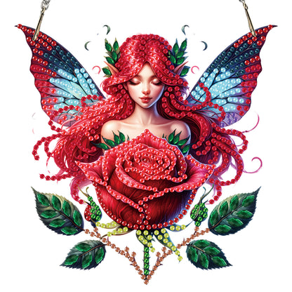 4Pcs Fairy 2D Flat DIY Diamond Art Pendant Acrylic Hanging Charm Window Decor