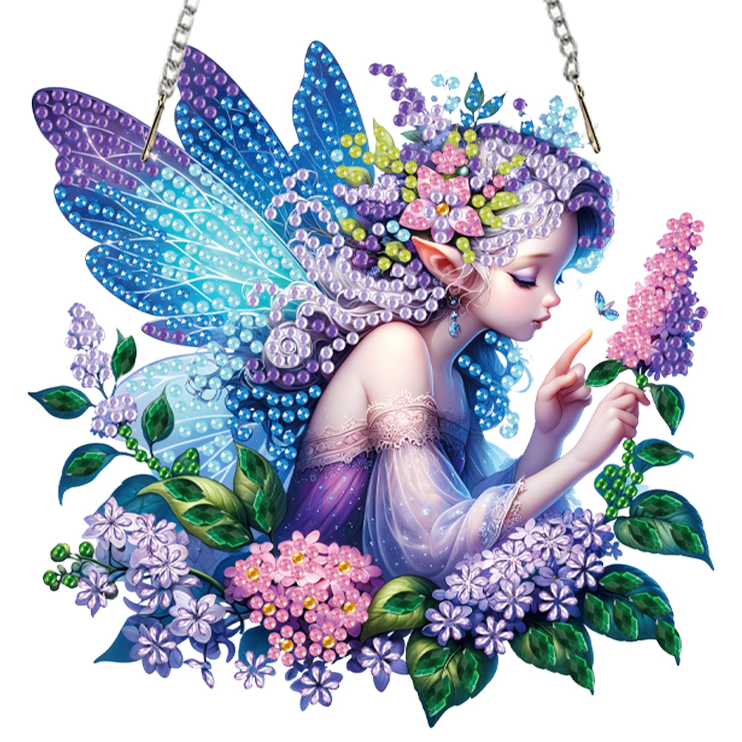 4Pcs Fairy 2D Flat DIY Diamond Art Pendant Acrylic Hanging Charm Window Decor