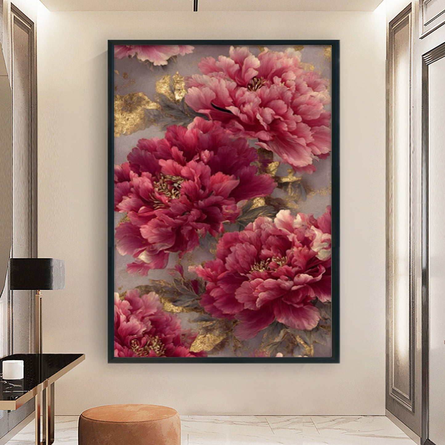 A Flourishing Bloom Of Peonies - 11CT Stamped Cross Stitch 70*50CM (Mona Lisa Brand)