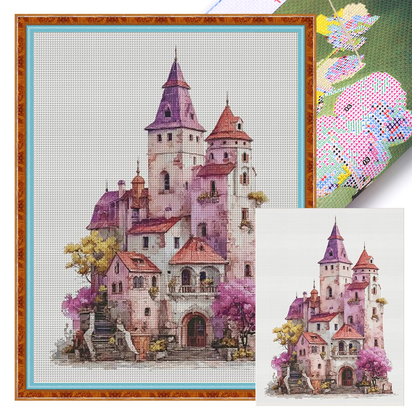 Flowering Castle - 14CT Stamped Cross Stitch 70*90CM (Egyptian cotton)(Fairy Brand)