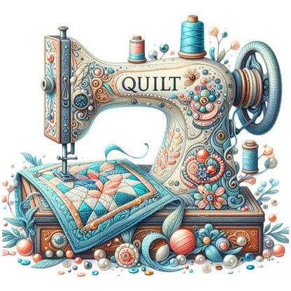 Sewing Machine - Full Round Drill Diamond Painting 30*30CM