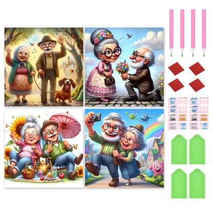 Affectionate Elderly Couple - Full Round Drill Diamond Painting 30*30CM