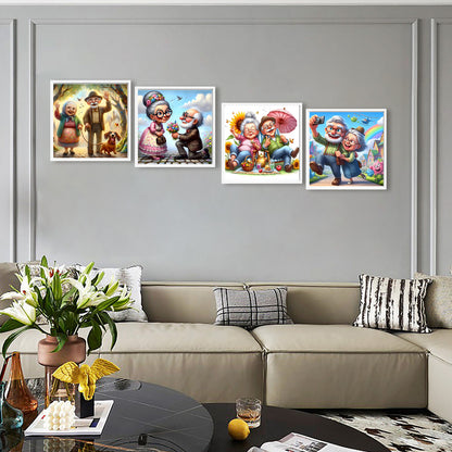 Affectionate Elderly Couple - Full Round Drill Diamond Painting 30*30CM