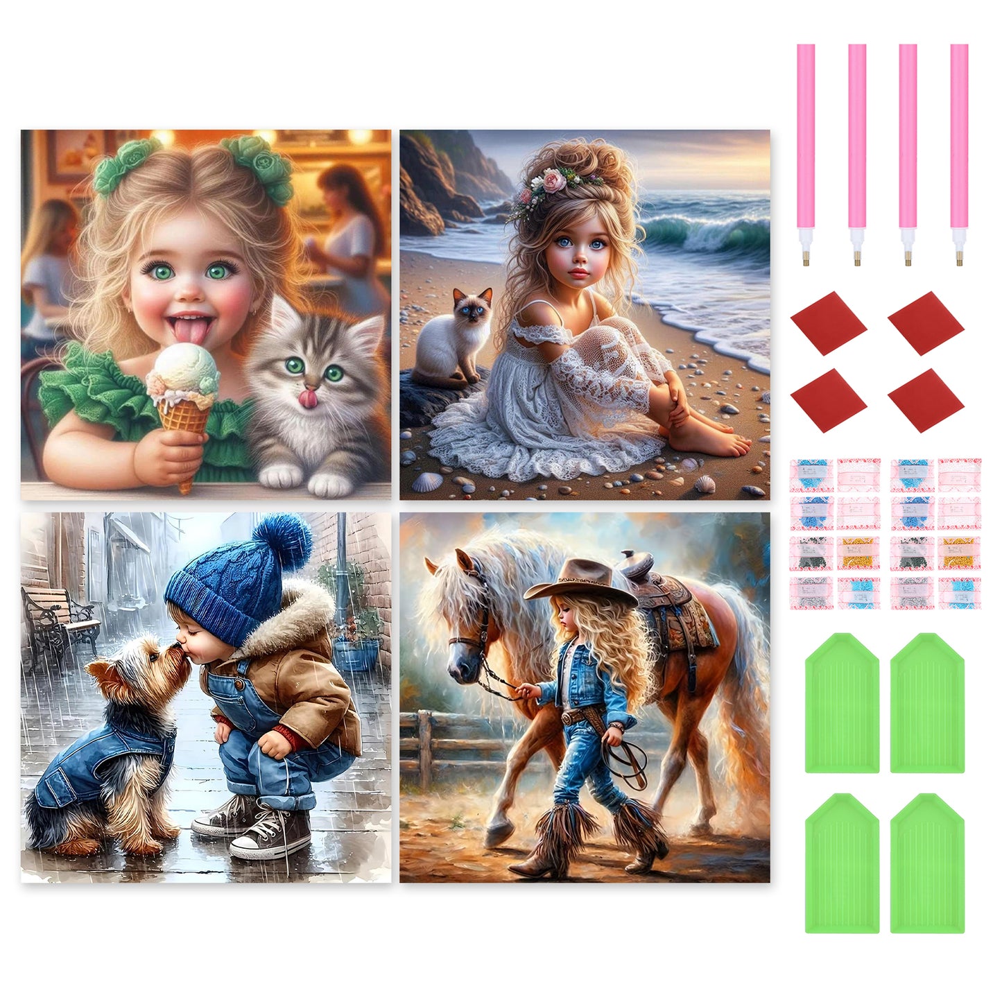 Children And Animals - Full Round Drill Diamond Painting 30*30CM