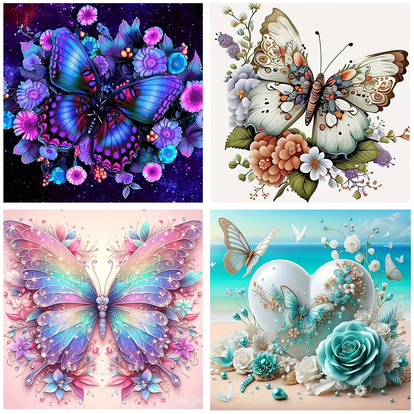 Butterflies - Full Round Drill Diamond Painting 30*30CM