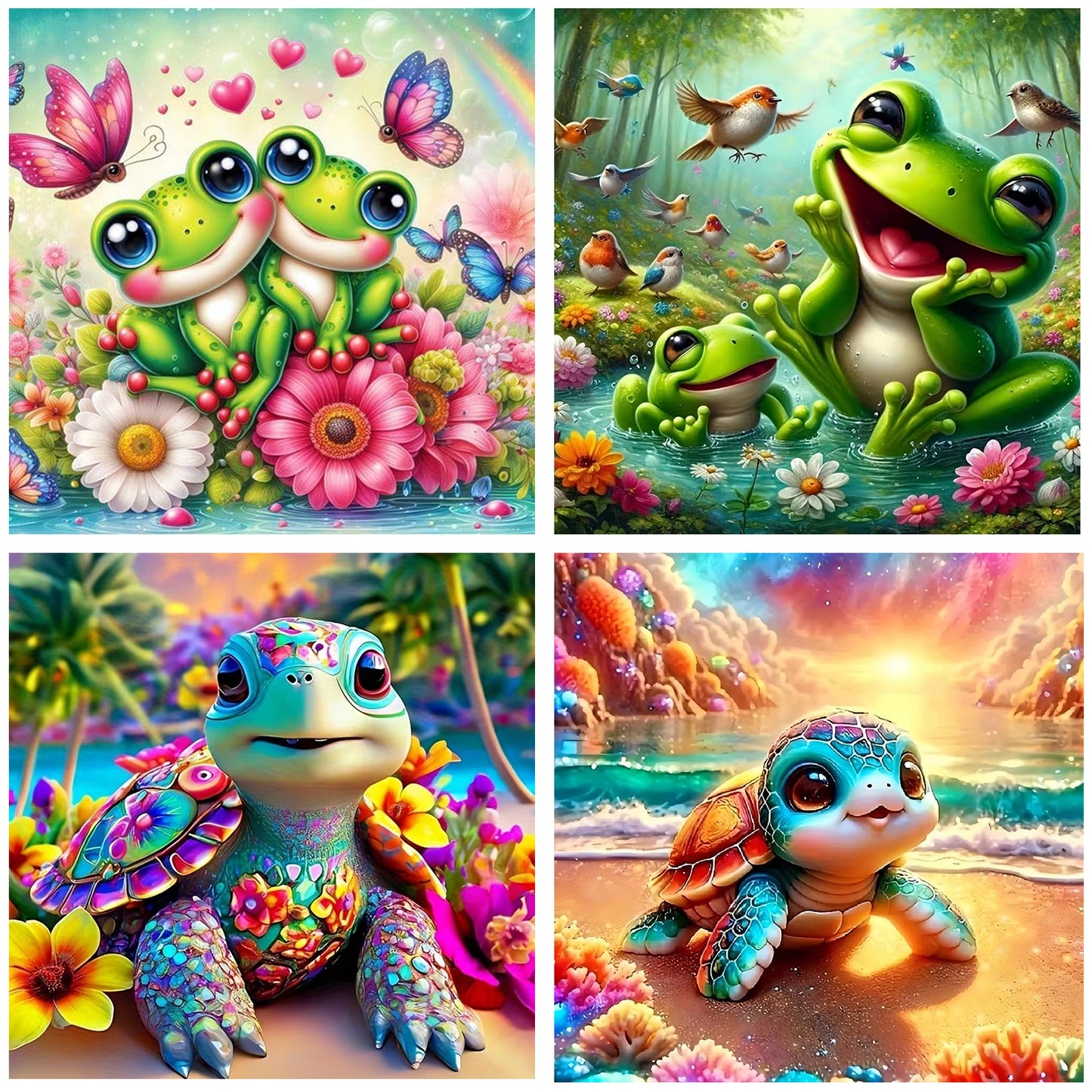 Frogs And Turtles - Full Round Drill Diamond Painting 30*30CM