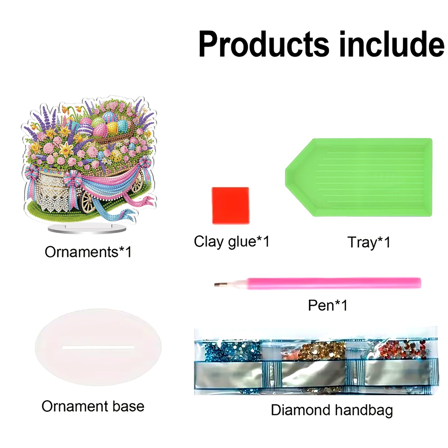 Easter DIY 2D Flat Acrylic Special Shaped Diamond Art Kits Single Sided 22x25cm