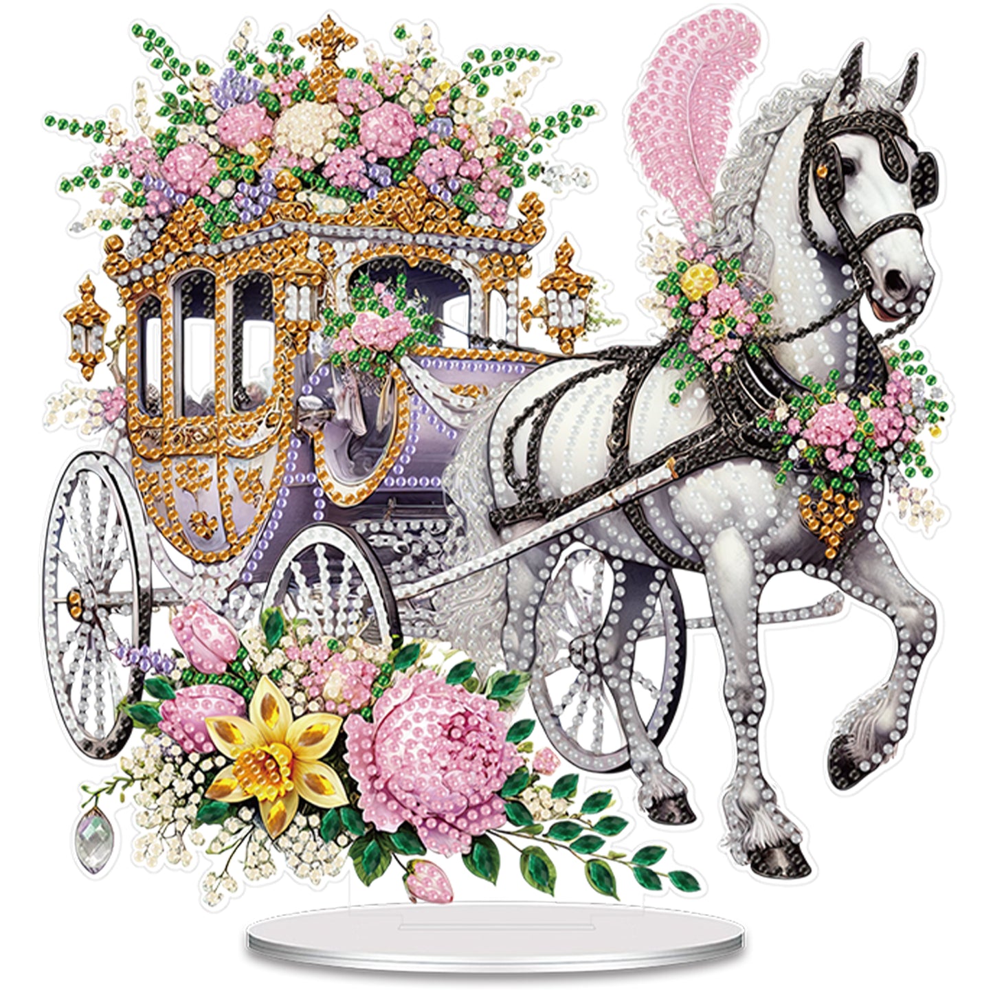Easter Carriage DIY 2D Flat Acrylic Special Shaped Diamond Art Kits 22x25cm