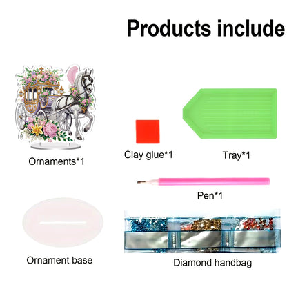 Easter Carriage DIY 2D Flat Acrylic Special Shaped Diamond Art Kits 22x25cm