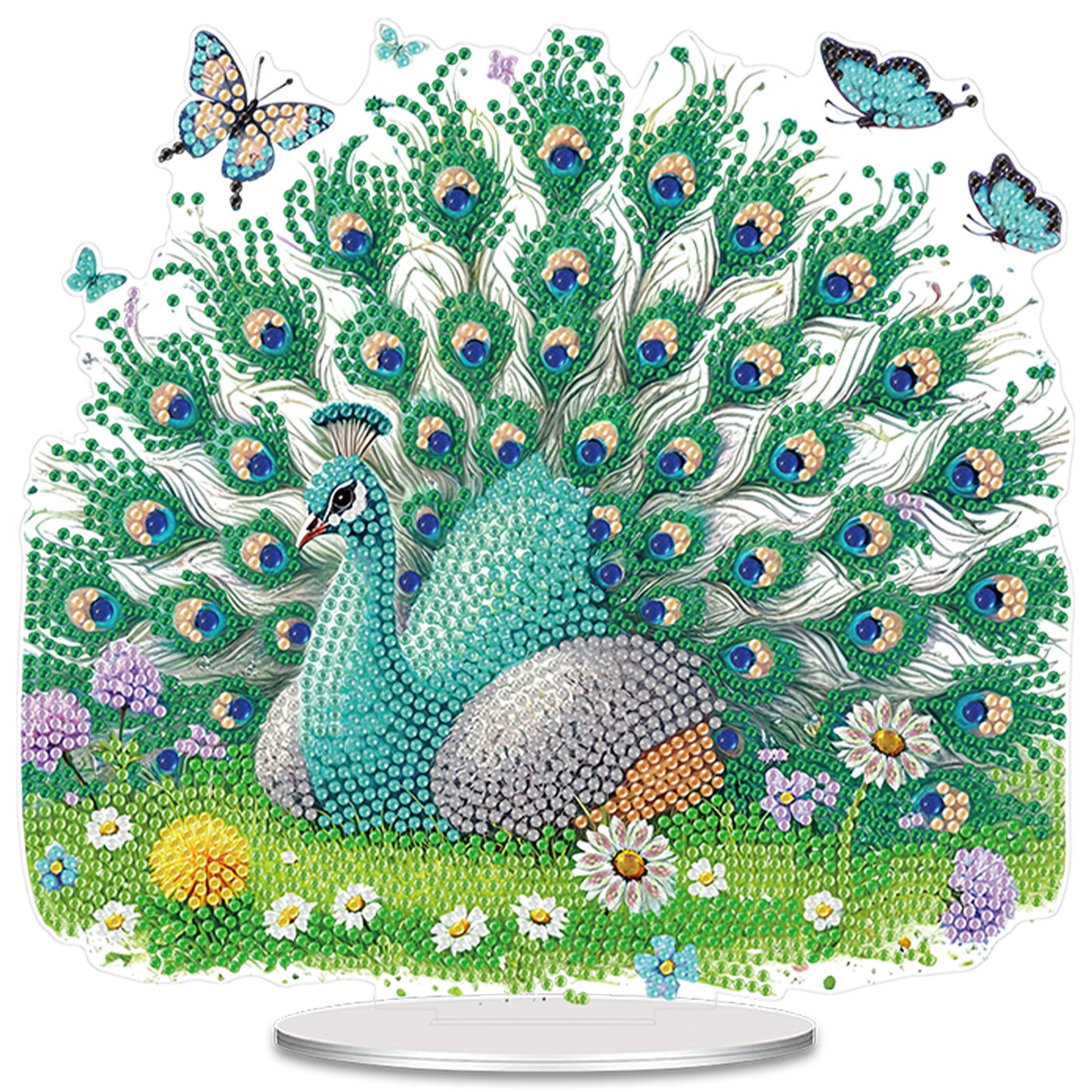 Peacock DIY 2D Flat Acrylic Special Shaped Diamond Art Kits 22x25cm Home Decor
