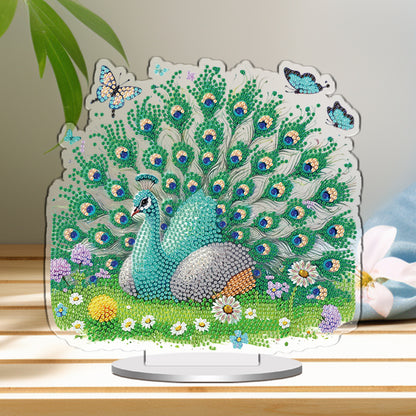 Peacock DIY 2D Flat Acrylic Special Shaped Diamond Art Kits 22x25cm Home Decor