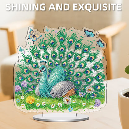 Peacock DIY 2D Flat Acrylic Special Shaped Diamond Art Kits 22x25cm Home Decor