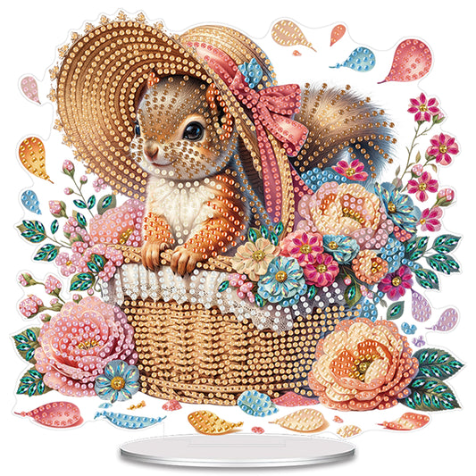 Squirrel DIY 2D Flat Acrylic Special Shaped Diamond Art Kits 22x25cm Home Decor