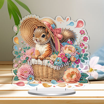 Squirrel DIY 2D Flat Acrylic Special Shaped Diamond Art Kits 22x25cm Home Decor