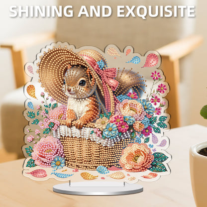 Squirrel DIY 2D Flat Acrylic Special Shaped Diamond Art Kits 22x25cm Home Decor