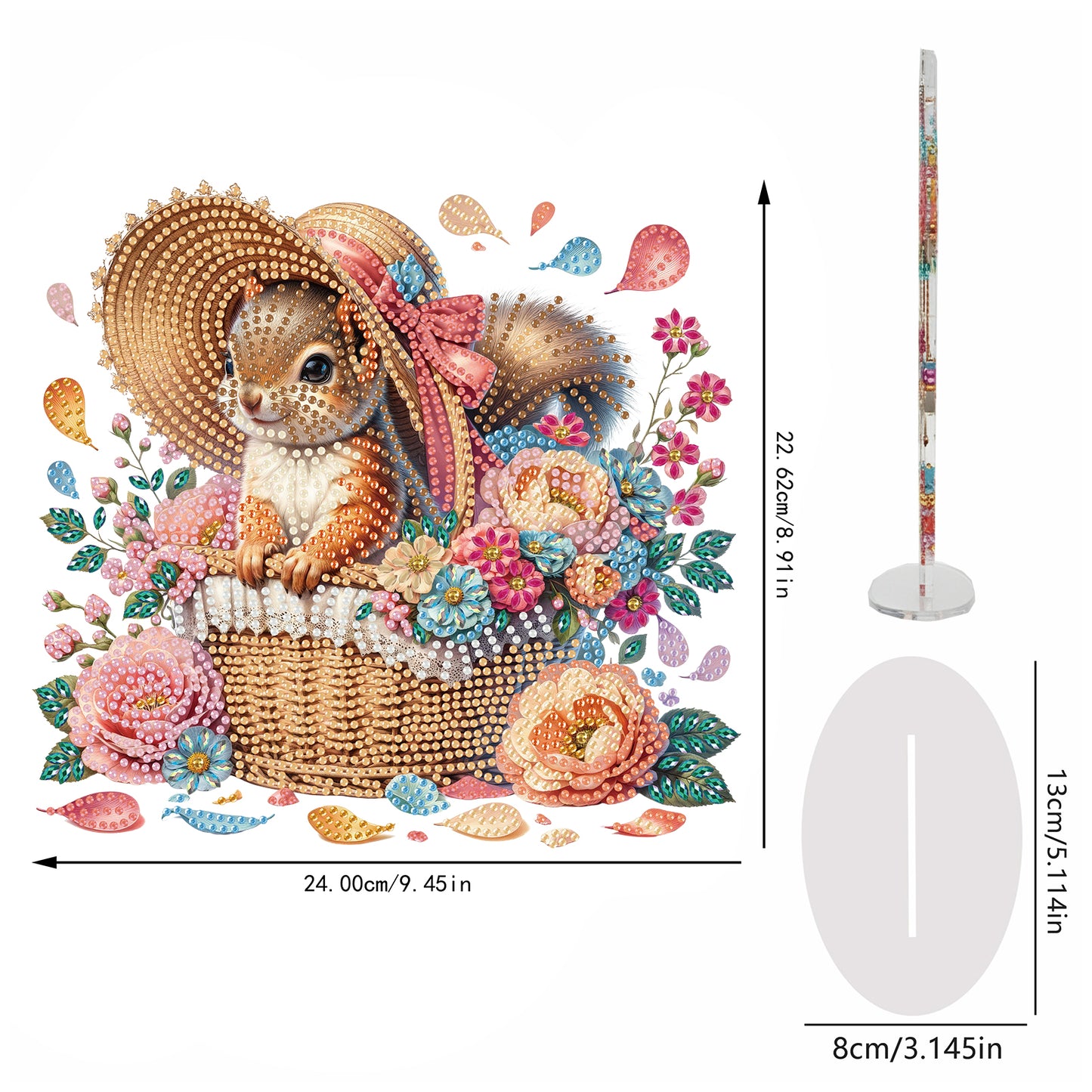Squirrel DIY 2D Flat Acrylic Special Shaped Diamond Art Kits 22x25cm Home Decor