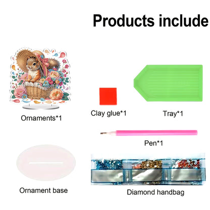 Squirrel DIY 2D Flat Acrylic Special Shaped Diamond Art Kits 22x25cm Home Decor