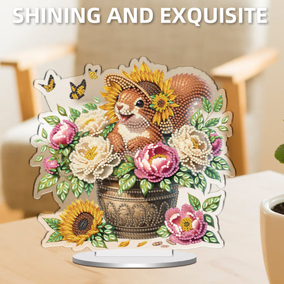 Squirrel and Flower DIY 2D Flat Acrylic Special Shaped Diamond Art Kits 22x25cm