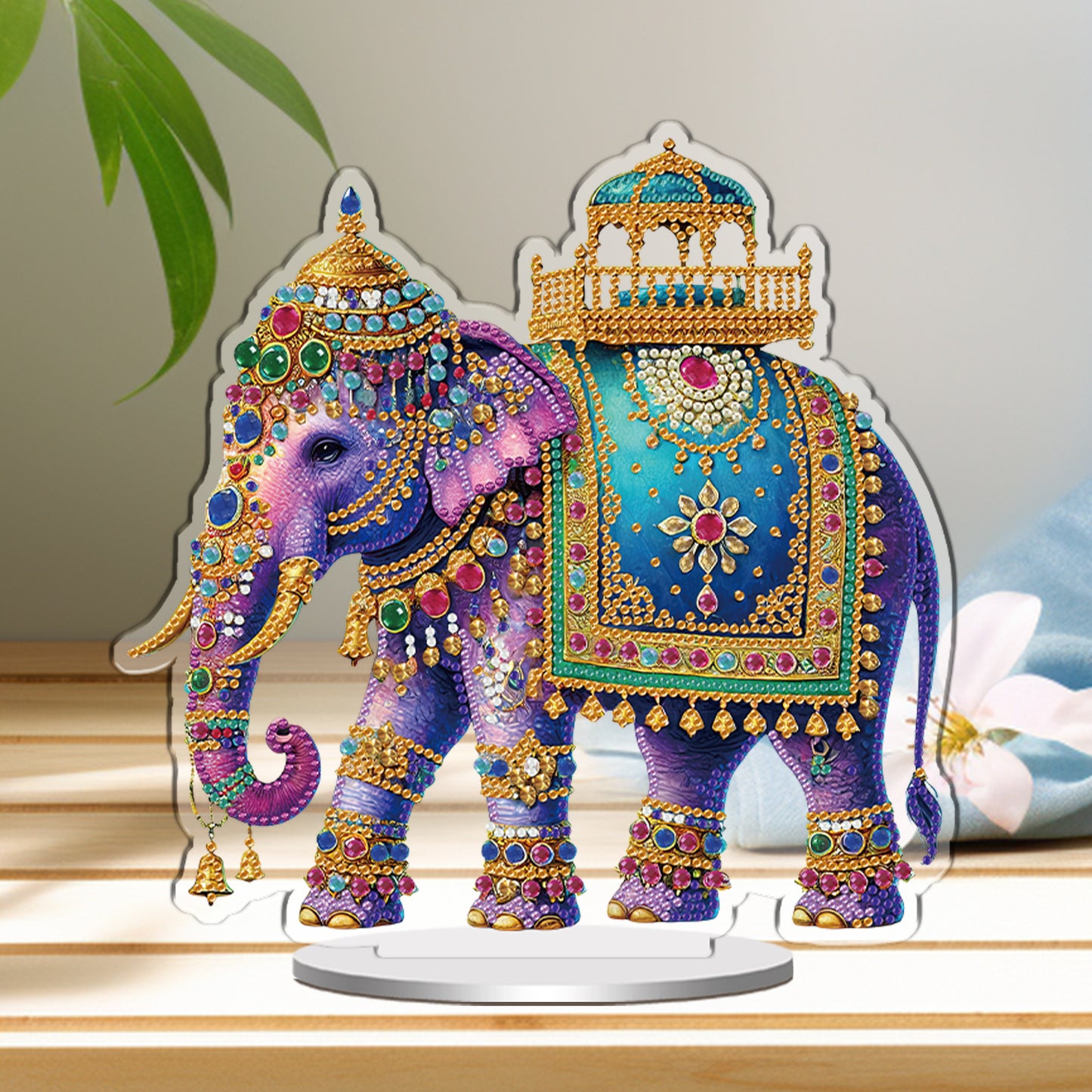 Elephant DIY 2D Flat Acrylic Special Shaped Diamond Art Kits 22x25cm Home Decor