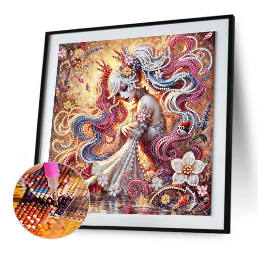 Curly-Haired Girl - Special Shaped Drill Diamond Painting 30*30CM