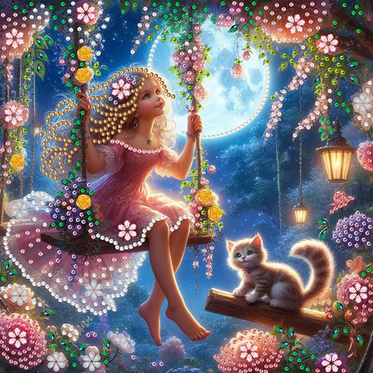 Swinging Girl - Special Shaped Drill Diamond Painting 30*30CM