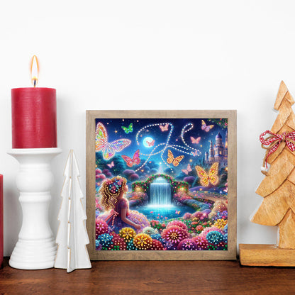 Flower Garden Butterfly Girl - Special Shaped Drill Diamond Painting 30*30CM