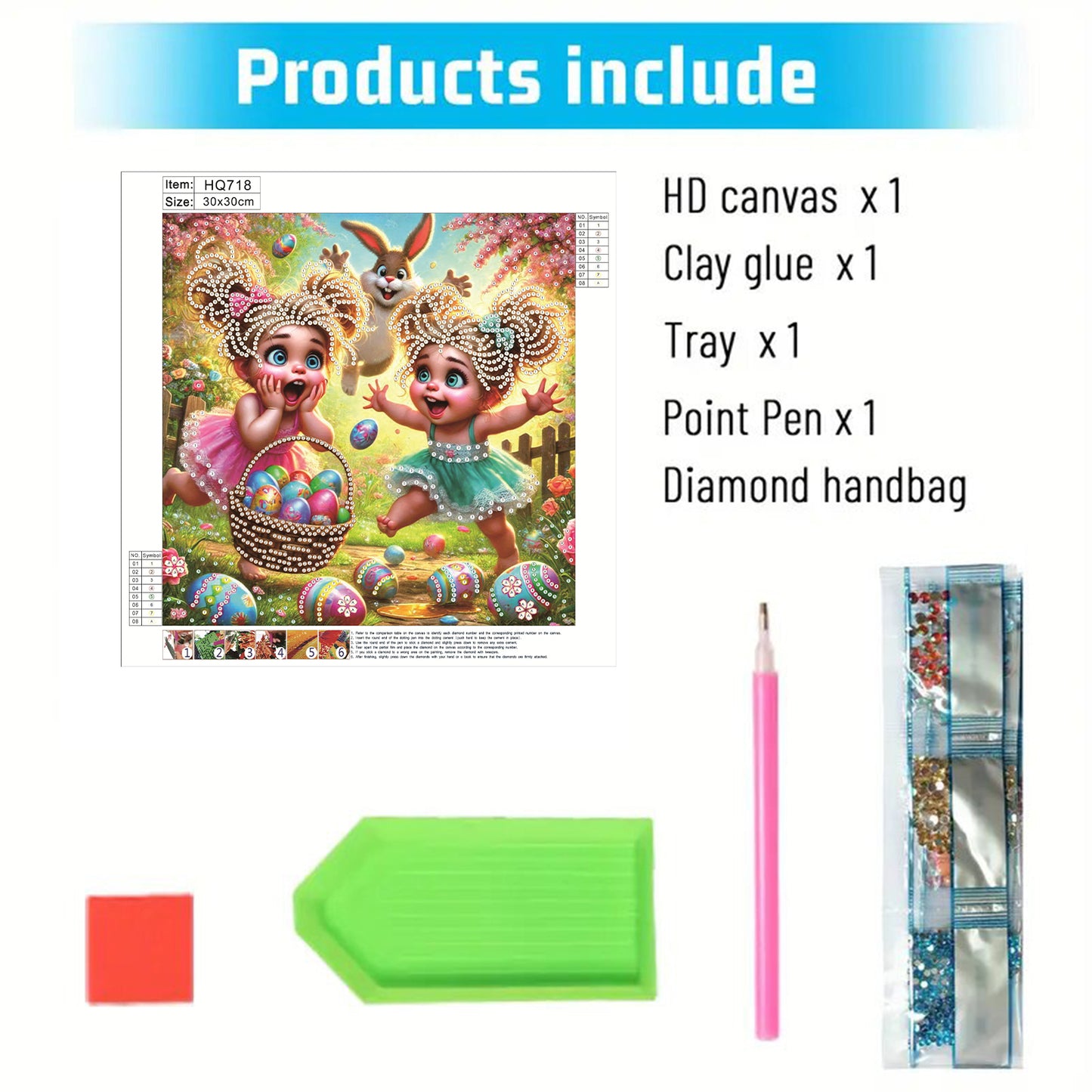 Twin Easter Egg Girls - Special Shaped Drill Diamond Painting 30*30CM