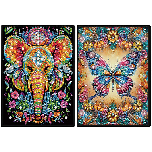 2pcs Animals Partial DIY 50 Pages A5 Diamond Painting Notebook for Study Home