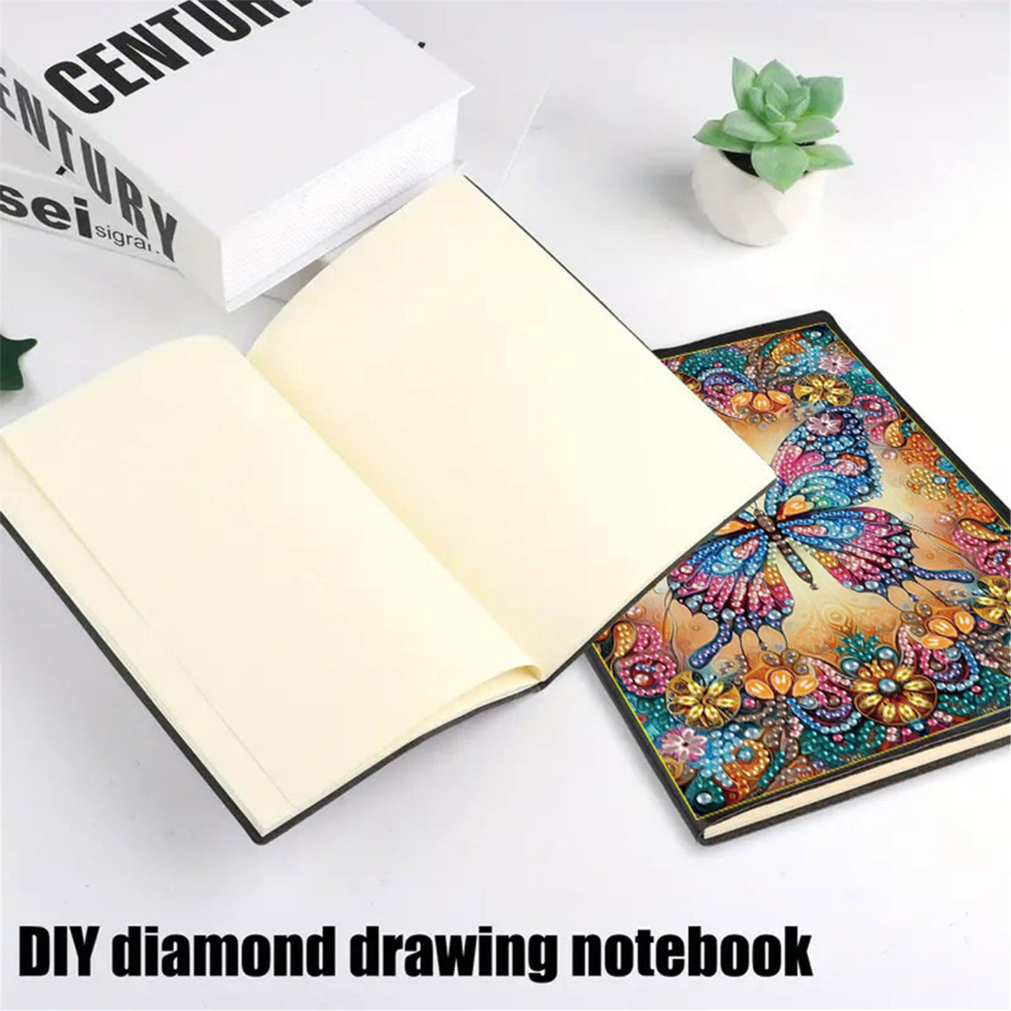 2pcs Animals Partial DIY 50 Pages A5 Diamond Painting Notebook for Study Home