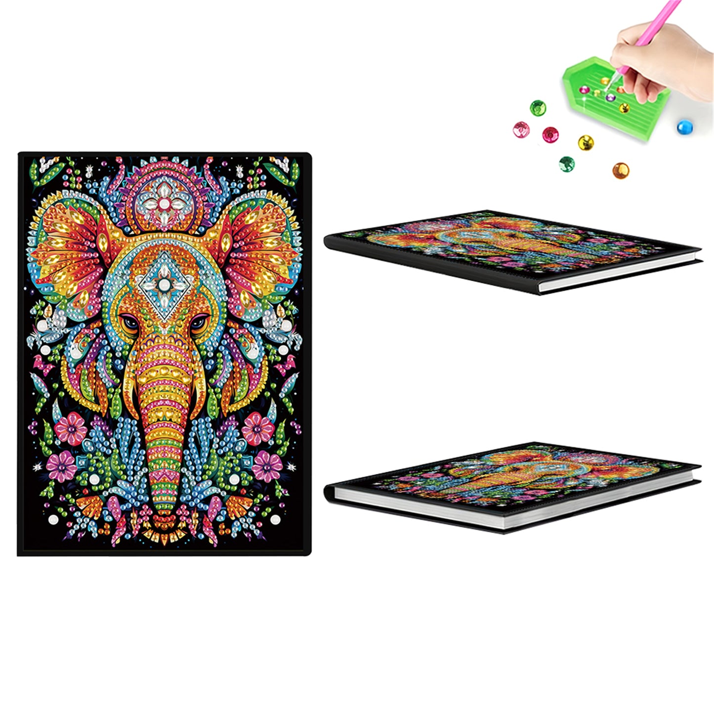 2pcs Animals Partial DIY 50 Pages A5 Diamond Painting Notebook for Study Home