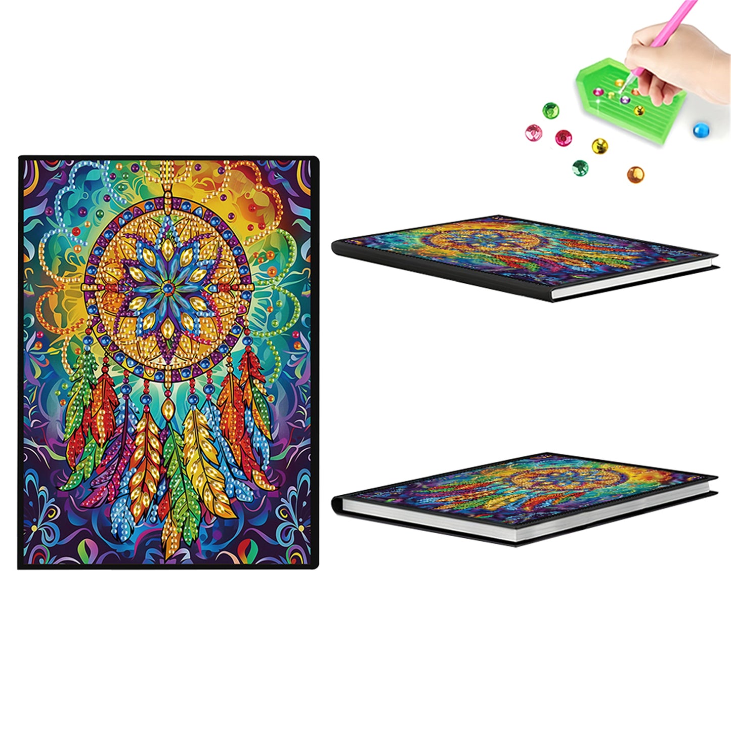 2pcs Patterns Partial DIY 50 Pages A5 Diamond Painting Notebook for Study Home