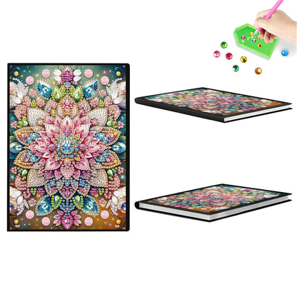 2pcs Flowers Partial DIY 50 Pages A5 Diamond Painting Notebook for Study Home